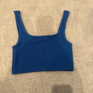 Blue Ribbed Women's Crop Top